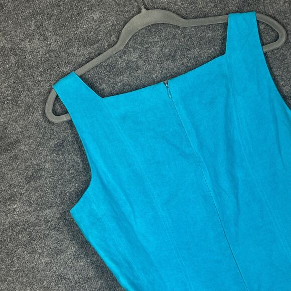 Talbots Irish Linen Dress Womens Sz 14 Blue Fit Flare Fully Lined Timeless Chic - Picture 6 of 13